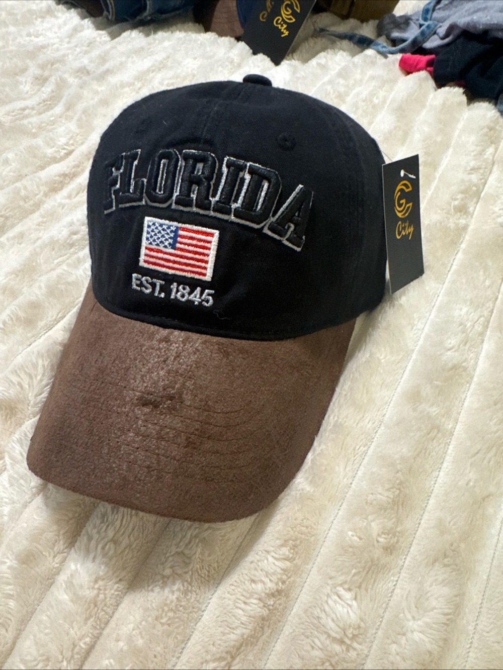 Florida Embroidered Two-Tone Cap in Black and Brown